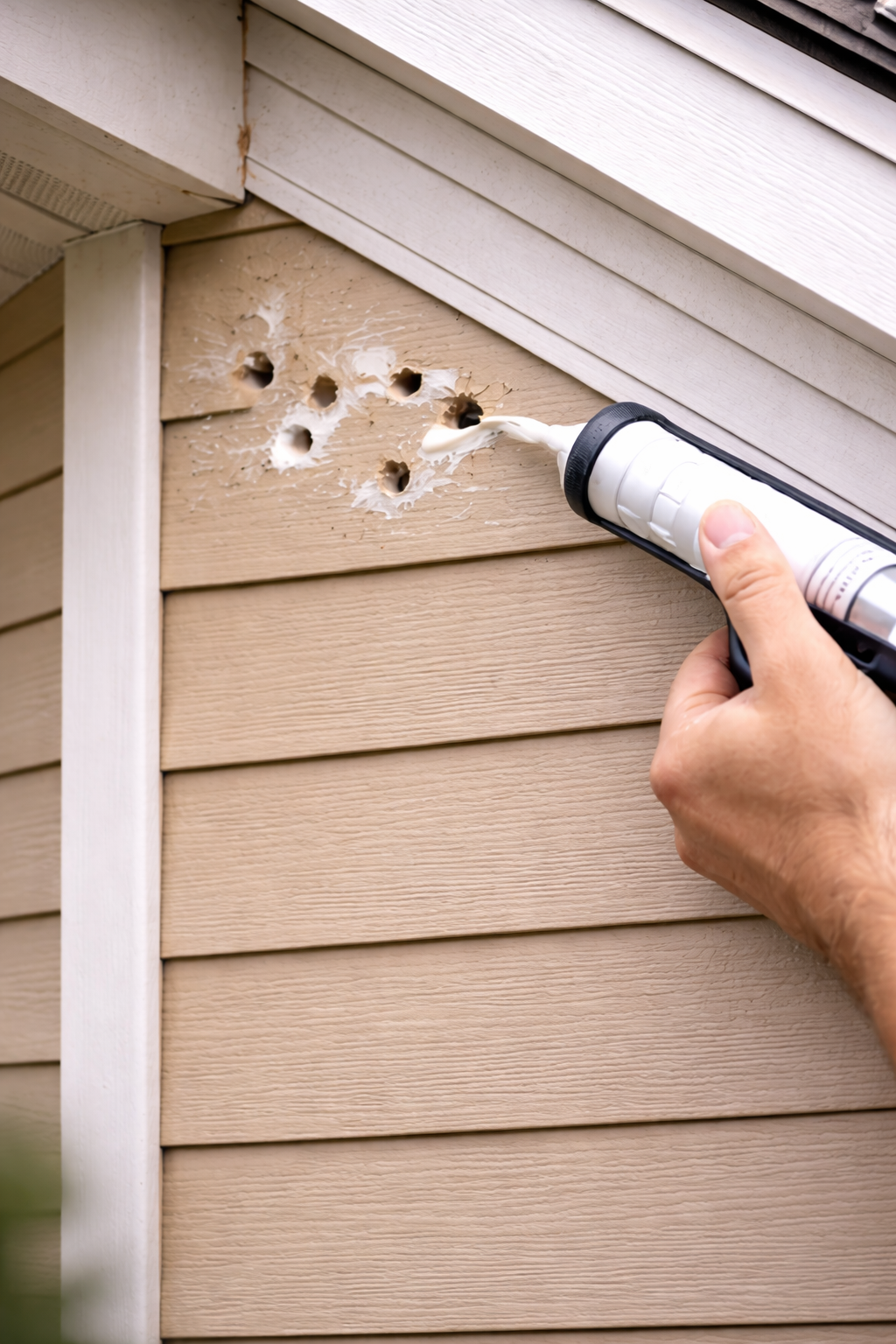 Woodpecker damage epoxy repair